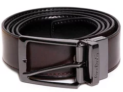 Curea barbati din piele naturala GCB208, Pierre Cardin, negru/ cafeniu